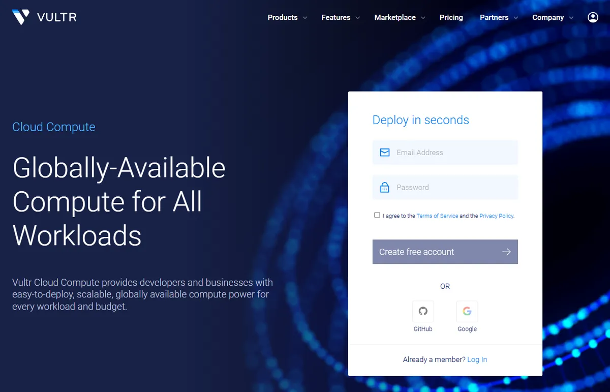 Vultr VPS hosting website screenshot 2026